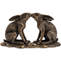 Art Bronze Kissing Hares